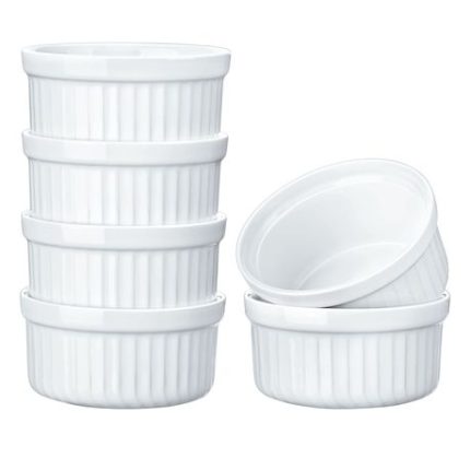 Traditional White Ceramic Ramekin -Medium - 6 Pack