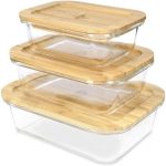 Dish Borosilicate Glass with Bamboo Lid - Set of 3