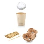 Essential Coffee Set: 500ml Coffee Cups 50, 100 stirring sticks, 50 holders - Black