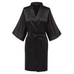 Bride, Bridesmaid Robe Satin /Nightgown - Black - M