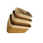 Set Of 3 Bamboo Baskets With Fabric Lining