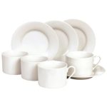 8 Piece White Cup and Saucer Set