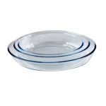 3 Piece Oven Safe Glass Baking, Roasting & Casserole Dish Set - Oval