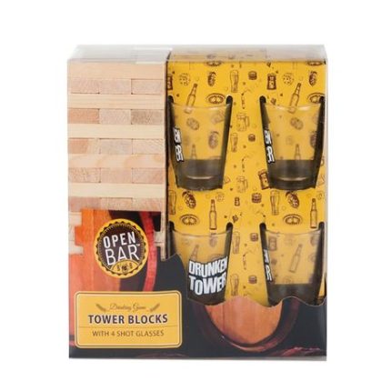 Drinking Game - Tower Blocks with 4 Glasses