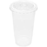Disposable Polyprop Plastic Clear Cups with Flat Lid with X Hole - 50 Pack - 250 ml