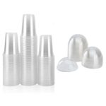 50-Piece Transparent, Disposable Clear Plastic Drinking Cups with Dome Lids - 30 cm