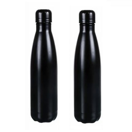Stainless Steel Water Bottle - 500ml (Set of 2) - Black