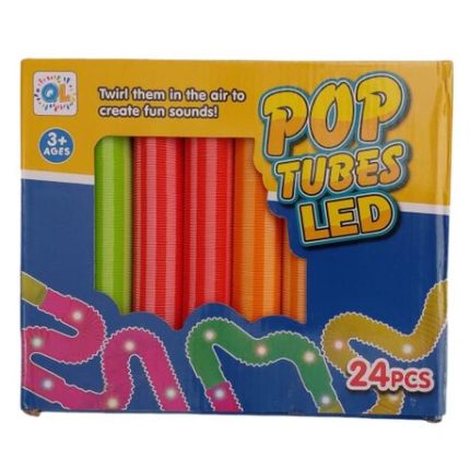 24 Piece Glow Light Pop Tubes - Sensory Fidget Toys for Children or Adults