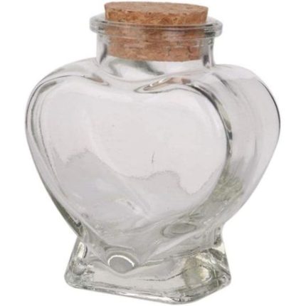 Glass Heart Bottle with Wood Cork - 4 Pack