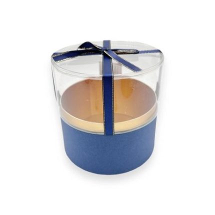Round Gift Box with Transparent Cylindrical Lid & Satin Ribbon - Green
