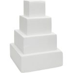 4-Tier Square White Styrofoam Cake Dummy Set