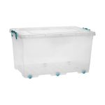 Clear Clip & Lock Storage Box with Wheels (50L)