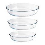 Set of 3 Oven-Friendly Borosilicate Glass Baking and Roasting Dish Set.