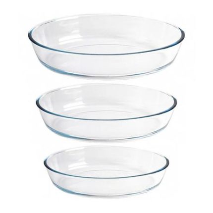Set of 3 Oven-Friendly Borosilicate Glass Baking and Roasting Dish Set.