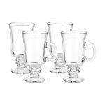 4 Piece Vintage Luxury Transparent Drinking Glass Coffee Mug With Handle