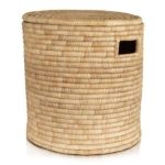 Brown Plant Fiber Round Laundry Basket - S