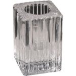 Square Ribbed Glass Candle Holder 4cmH x 4cmD - Set of 4