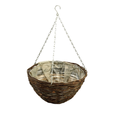 Rattan Hanging Basket Flower Pot With Metal Chian - M