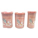 Japanese-Style Food Storage Container with Easy Lock Lid - Set of 3 Pink