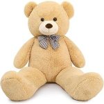 Flexxy The Flexxer Plush soft Giant Teddy Bear With A Bow - Light Brown