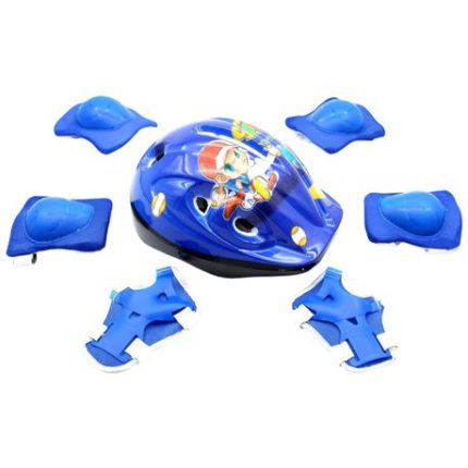 Kids Cartoon Print Cycling Protective Gear Set - 7 Piece - Blue