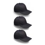 Unisex 6-Panel Polyester Baseball Caps - 3-Pack - Black - Black