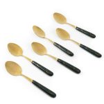 Classy 6pcs Black And Gold Tea Spoon Set