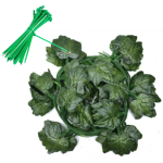 12 Strand Artificial Ivy Leaves With Vine Hanging Garland Wall & Zip Ties 2 - Green