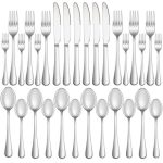 30 Piece Cutlery Set with Knife Fork Spoon Stainless Steel Flatware -Silver