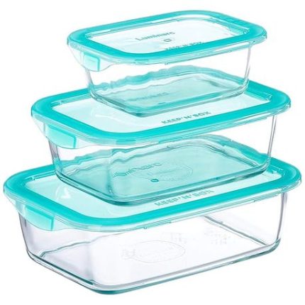 Rectangular Storage Glass Containers - Set of 3