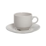 Cup & Saucer 200ml 12pc Set Stacking Porcelain Blanco - Continental China