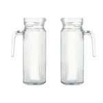 Transparent Glass Water Jug with Lid 1L - 2 Sets