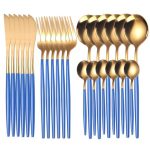 Home Multifunctional Stainless Steel Jumbo Dinnerware Cutlery Set Of 24 - Rose Gold