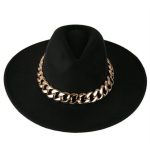 Pack of Black and Beige Felt Brimmed Hat With Chain