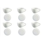 Cup & Saucer 300ml 12pc Set Cappuccino Porcelain Blanco-Continental China