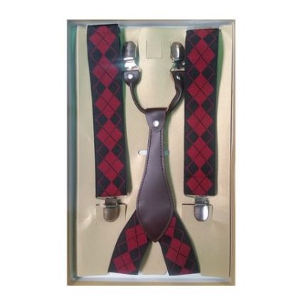 New Unisex Vintage Suspenders Braces - Black & Red