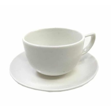 SAER Drinkware 4 Piece  310 ml White Cup and Saucer  Set
