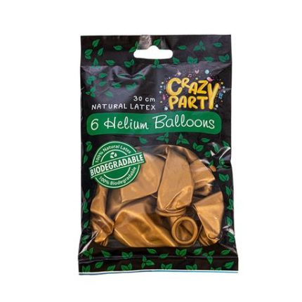 Helium Balloons - Biodegradable - 6 Piece - Gold - 30cm - 8 Pack