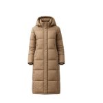 Women's Long Hooded Warm Winter Puffer Jacket - Brown - L