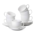 120cc Espresso Cups with Saucers Set - 12-Piece - White