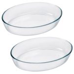 Kitchen Oval Glass Roasting Dish Set of 2 - S