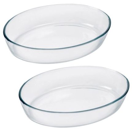 Kitchen Oval Glass Roasting Dish Set of 2 - M