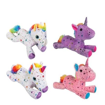 Bulk Pack x 4 Plush Unicorn 30cm Metallic Stars