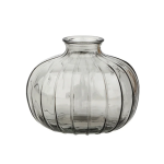 Mini Decorative Ribbed Glass Bottle Vase - Style B - Set of 2 - Grey