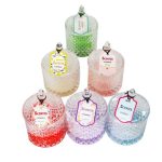 Unique Geo Cut Glass Candle Jar With Candle - Set of 6
