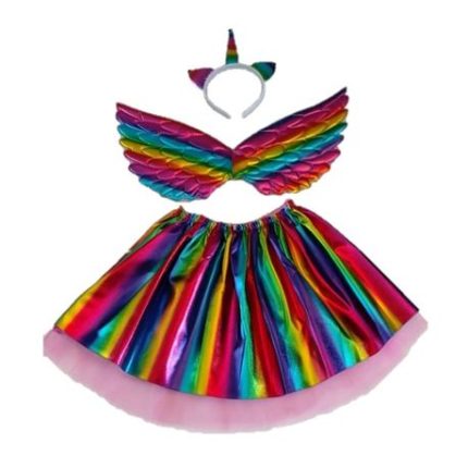 Tutu - 3 Piece Rainbow Unicorn Dress Up Costume - Ages 3 to 8
