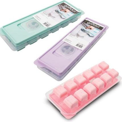 Bulk Pack x 3 Ice Cube Tray 12 Cube with Lid