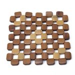 4 Bamboo Placemats Anti-Slip Heat Insulation Table Mats Flower Pattern - B