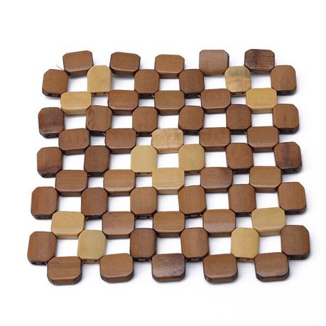 s-pdpxl 4 Bamboo Placemats Anti-Slip Heat Insulation Table Mats Flower Pattern - B - Image 1