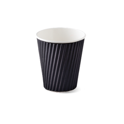 Kraft Black Ripple Disposable Paper Coffee Cups with Lids 20 pack